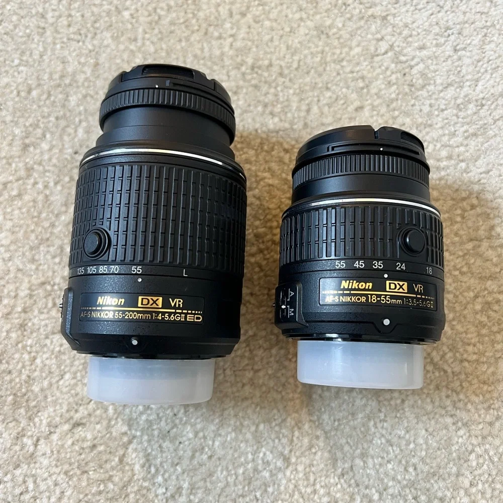 Nikon D3300 DSLR Camera with 1855mm VR II and 55200mm VR II Lenses Red and case